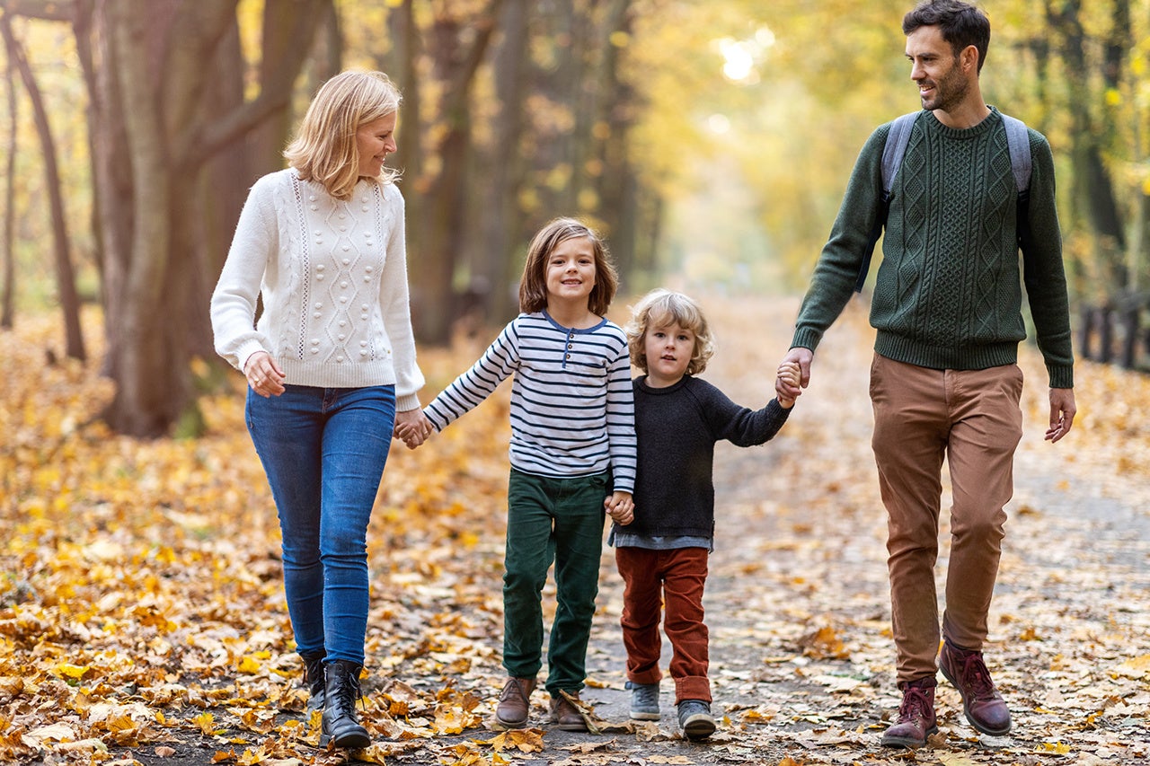 Young family having fun outdoors