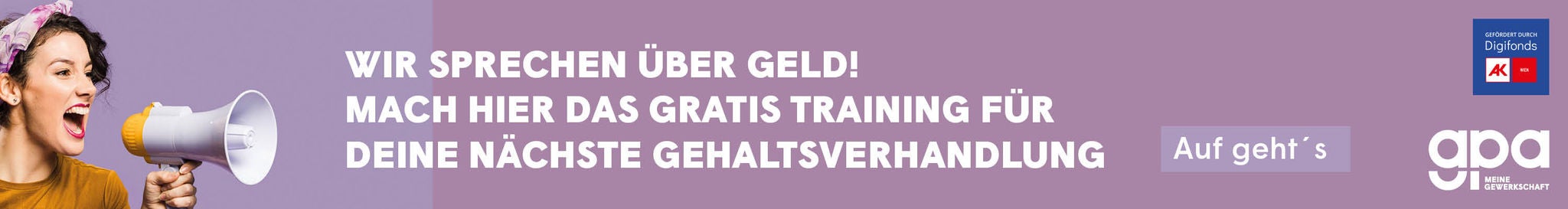 Banner: " Klicke hier. Mach das gratis online Training. Meistere die nächste Gehaltsverhandlung."