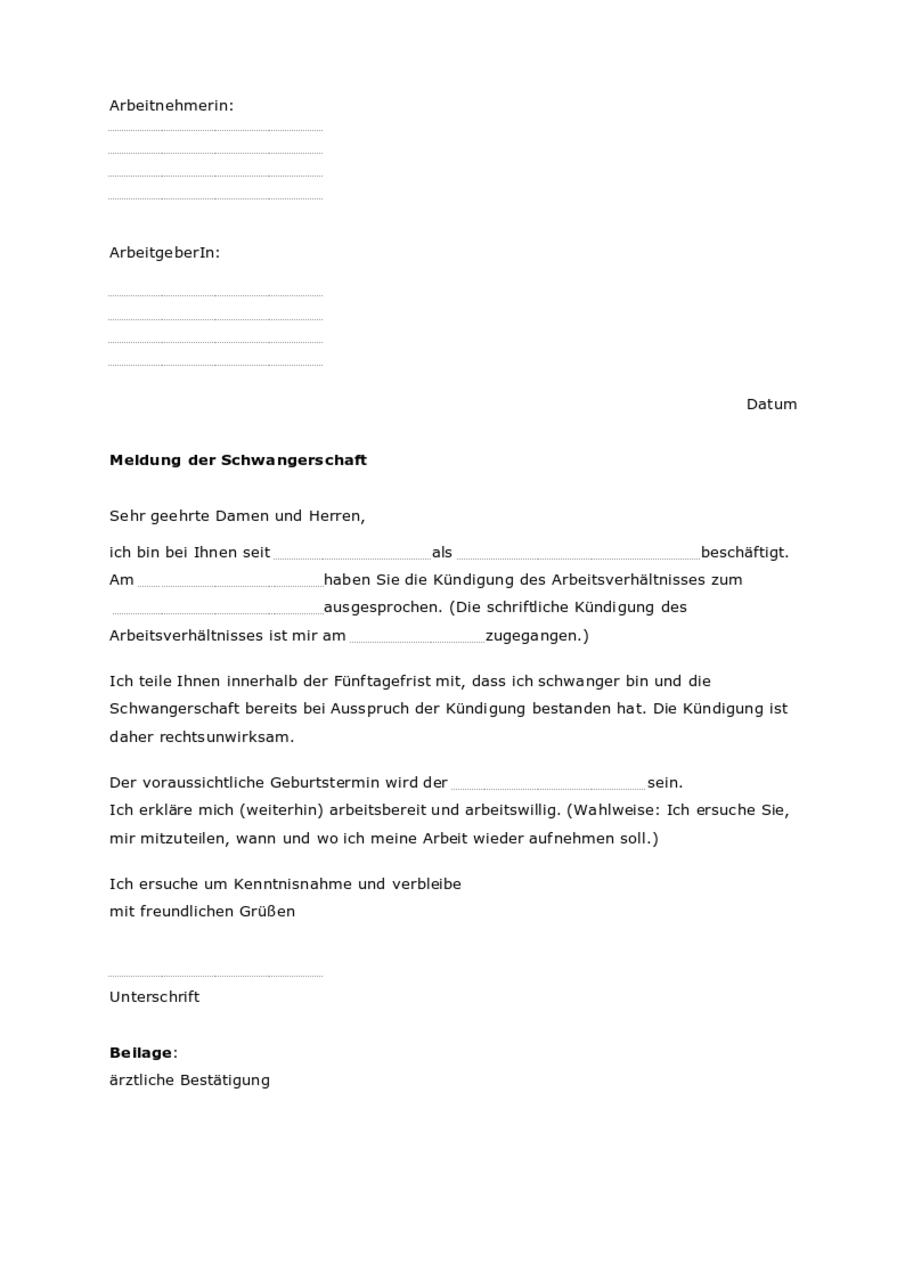 Vordruck Vorzeitige Beendigung Der Elternzeit / Kundigung Vor Dem ...