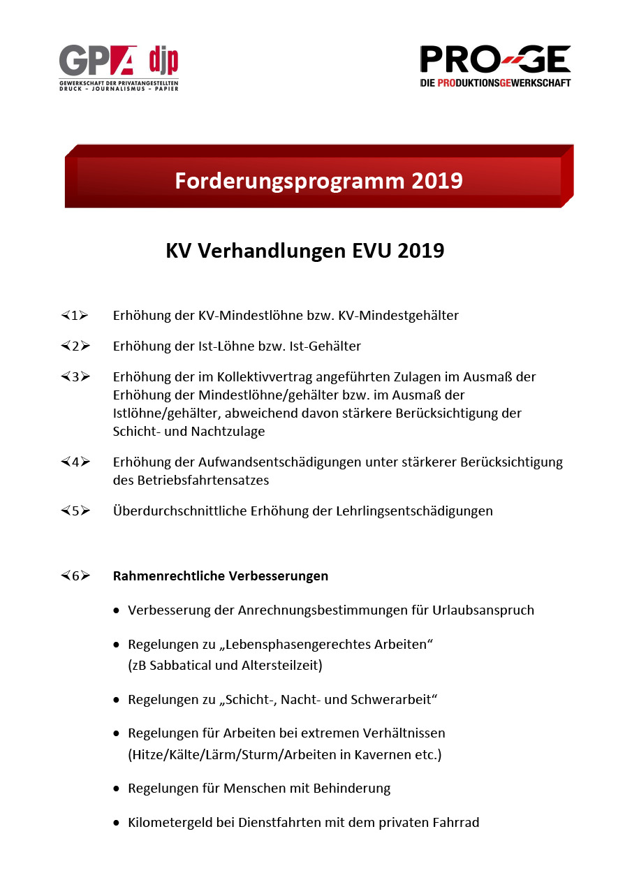 EVU Forderungsprogramm 2019