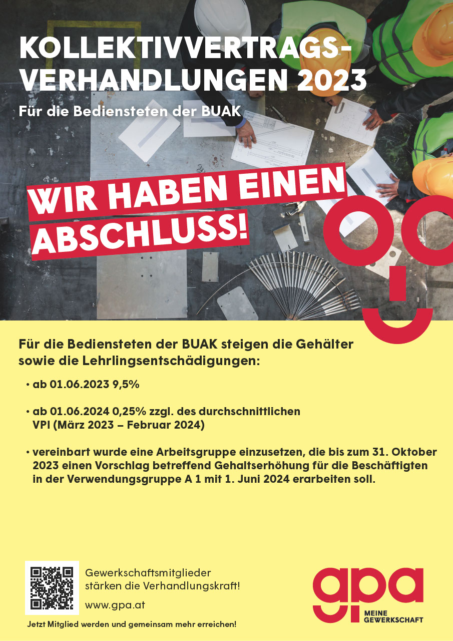 Plakat zum KV-Abschluss BUAK 2023