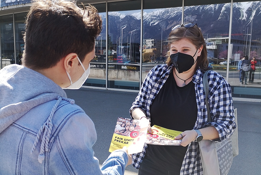 Verteilaktion der Gewerkschaft GPA Tirol Verteilaktion der Gewerkschaft GPA Tirol